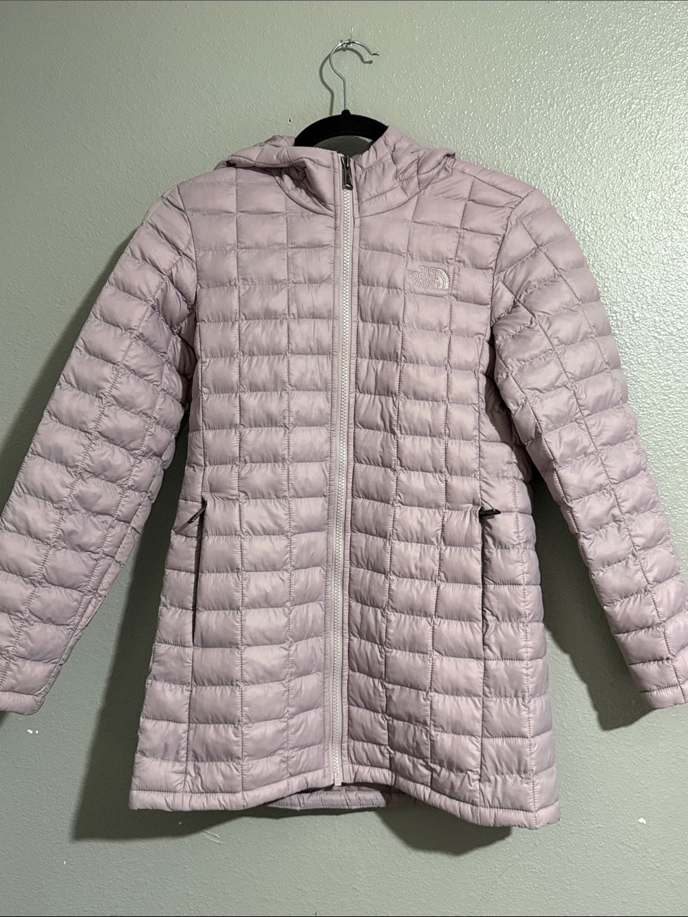 The North Face  light purple Quilted Hooded Puffer Coat size 10/12
